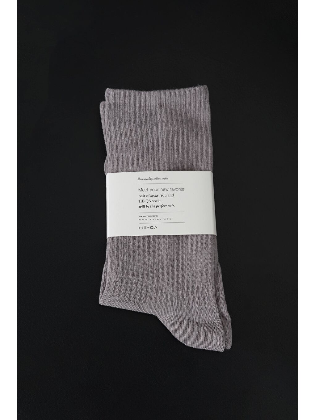 Düz Lastik Örgü Soket Çorap Açık Gri
