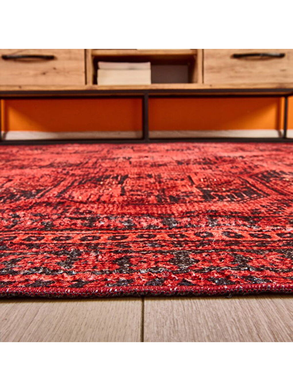 Soft Karakush Afgan Desenli Halı - Kırmızı - 160x230 cm-3