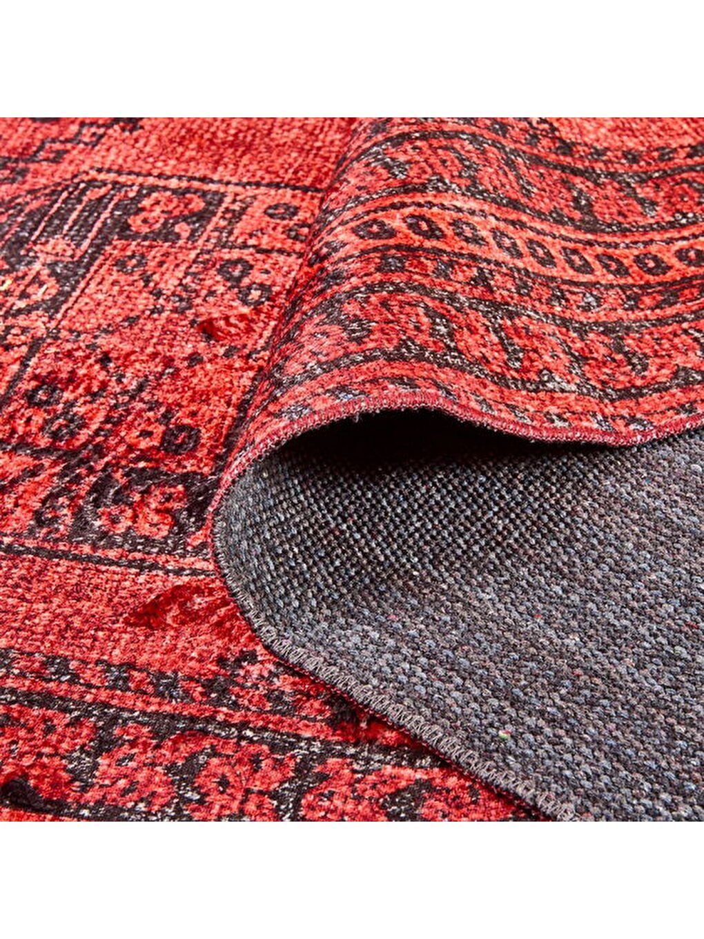 Soft Karakush Afgan Desenli Halı - Kırmızı - 160x230 cm-4