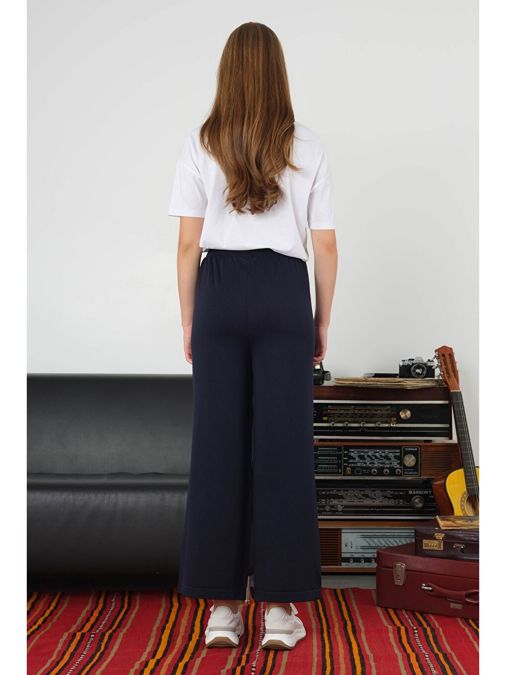 Beli Lastikli Triko Pantolon Ofis Lacivert-4