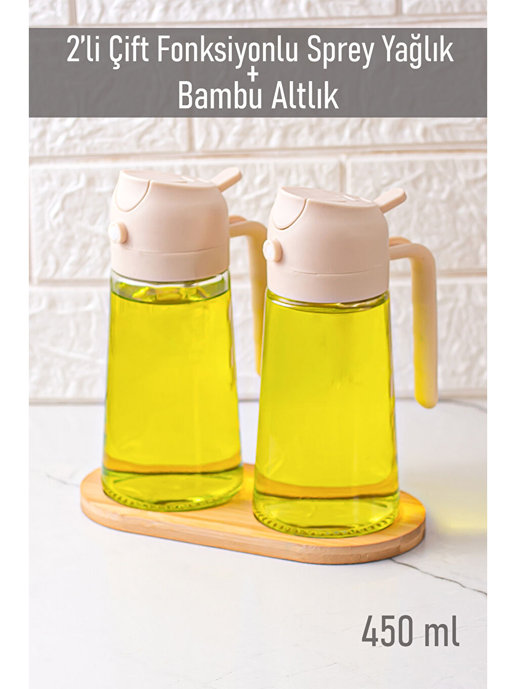 Ekru ALK-3154 Çok Amaçlı Cam Sprey Şişe -Yağdanlık Sirke Sos Püskürtücü, Sızdırmaz Standlı Yağdanlık Krem-3