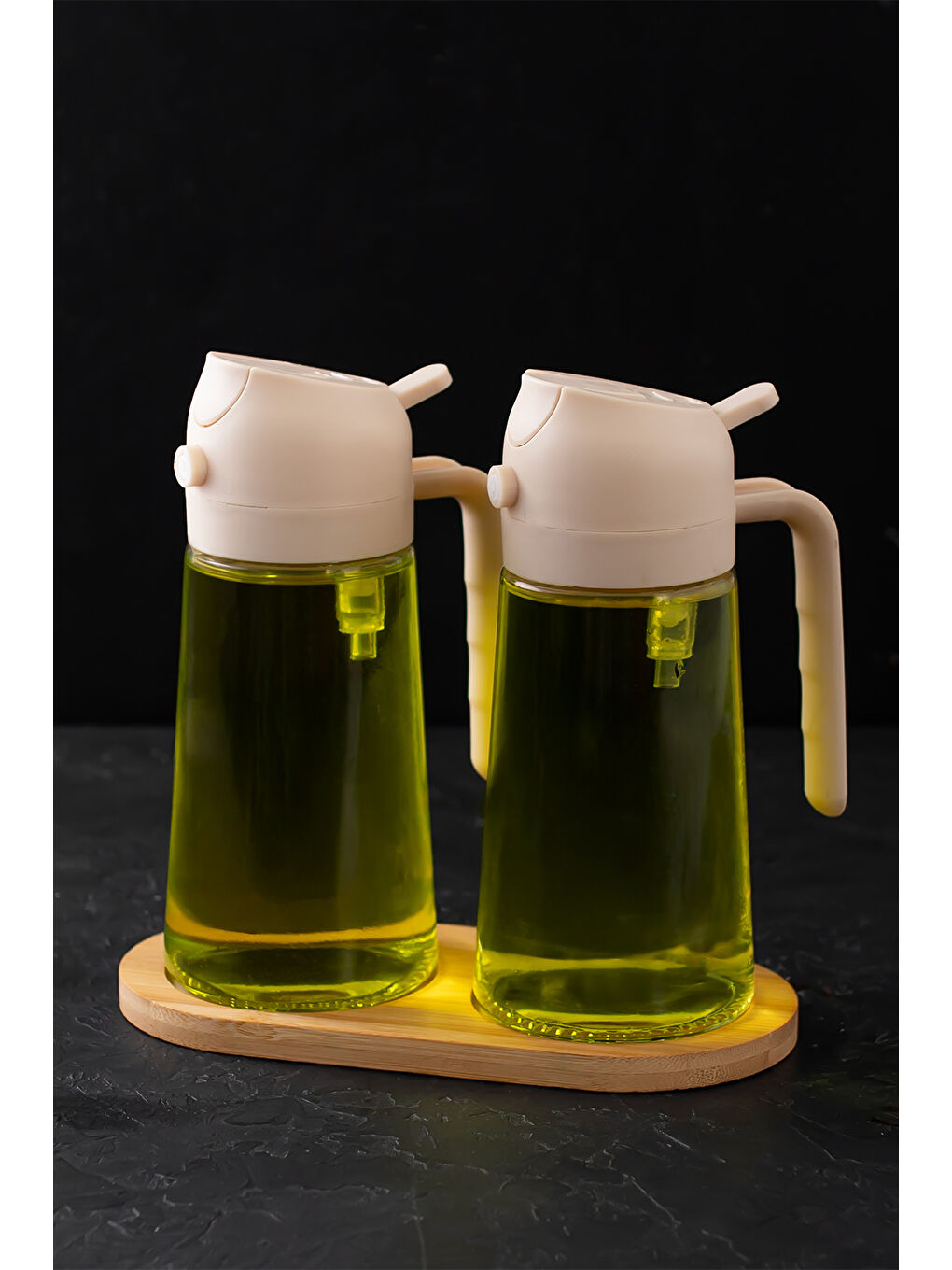 Ekru ALK-3154 Çok Amaçlı Cam Sprey Şişe -Yağdanlık Sirke Sos Püskürtücü, Sızdırmaz Standlı Yağdanlık Krem-5