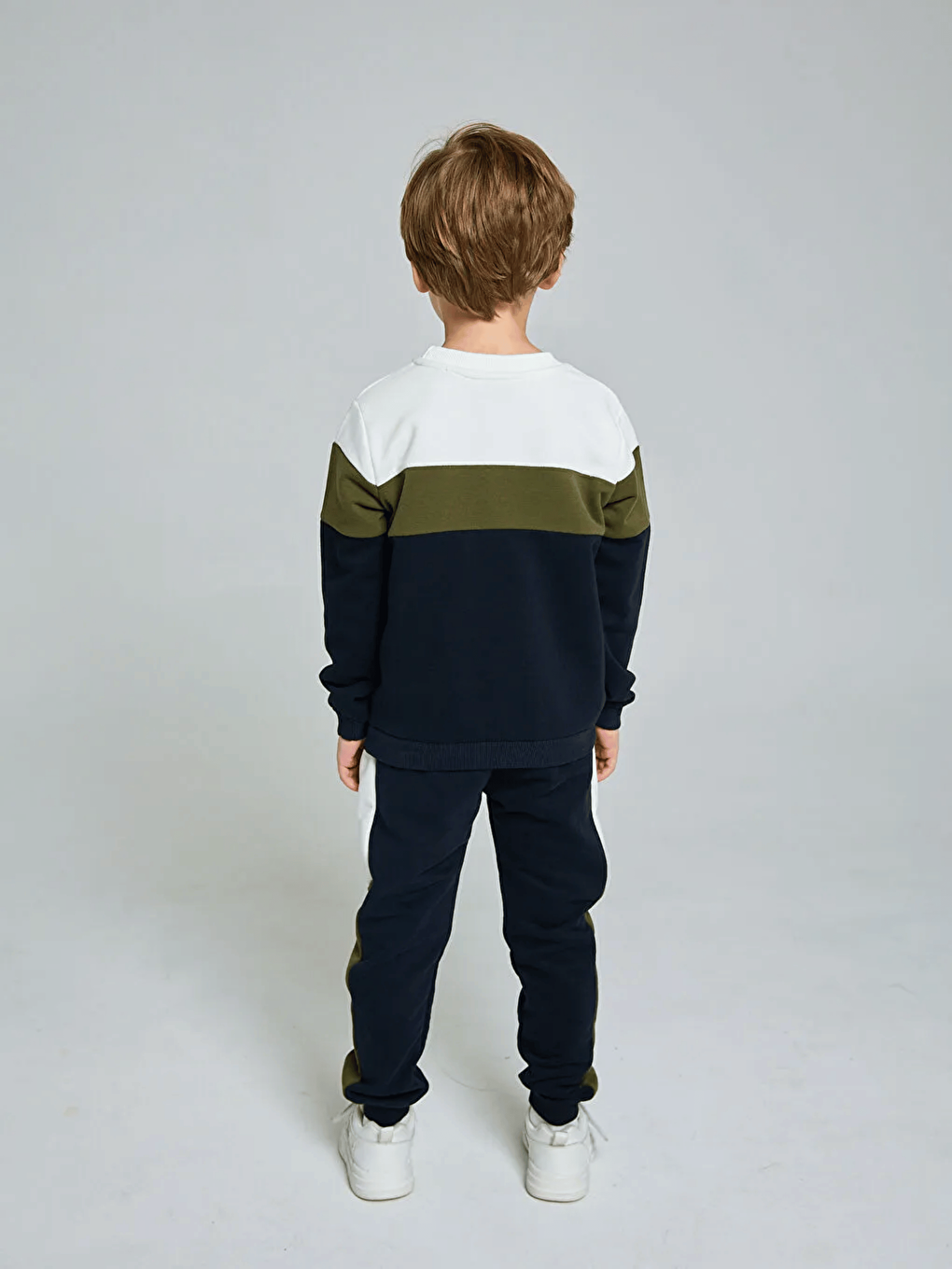 Haki Bisiklet Yaka Erkek Bebek Baskılı Sweatshirt ve Eşofman Alt 2'li Takım-4