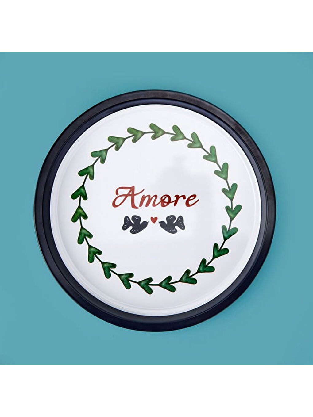 Karışık Amore Desenli Yuvarlak Tepsi - Renkli - 35x35 cm-1