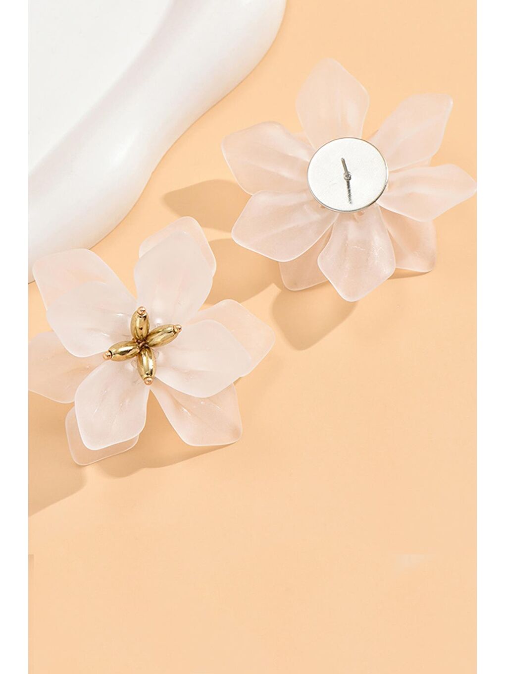 Beyaz Ibiscus Renkli Asetat Küpe-6