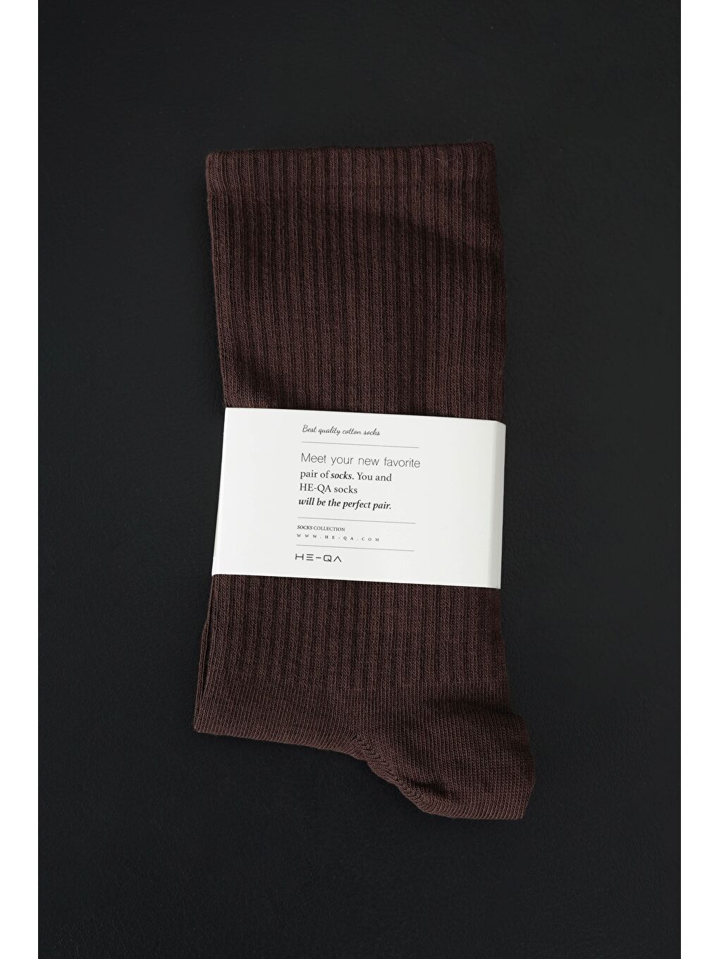 Kahverengi Düz Lastik Örgü Soket Çorap Kahve