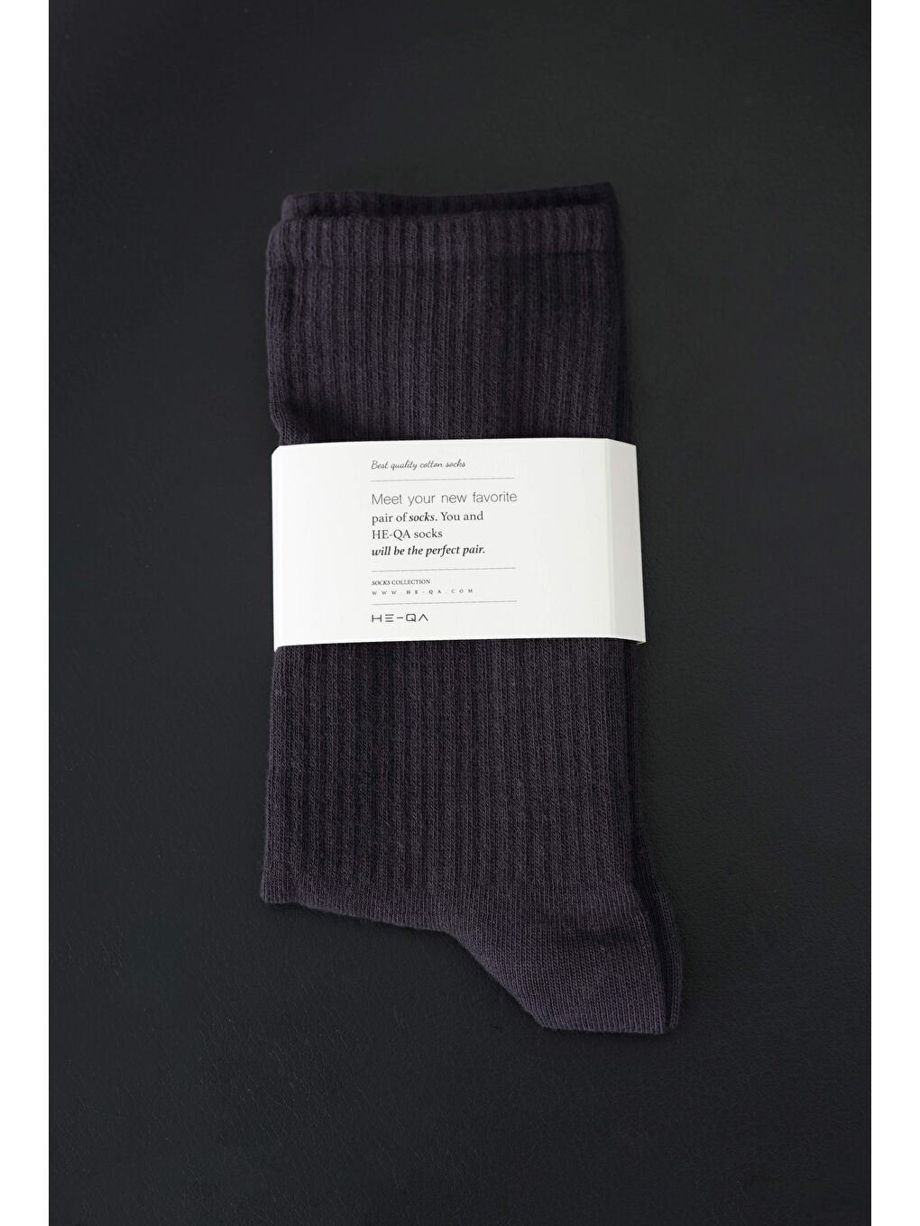 Düz Lastik Örgü Soket Çorap Antrasit-1