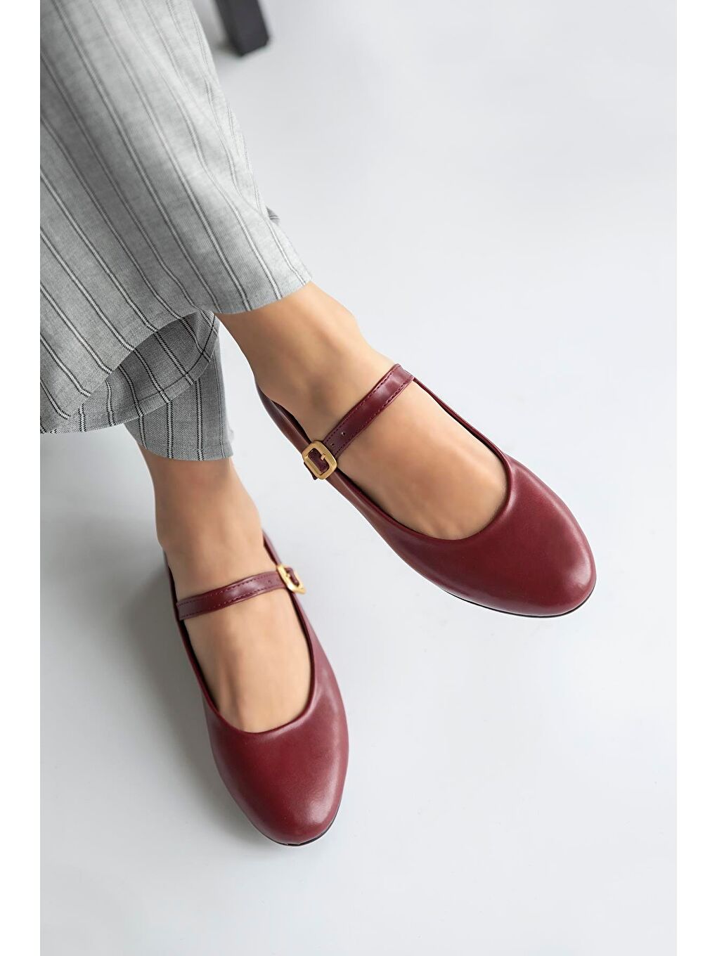 Hollie   Kadın  Kemer  Detay  Deri  Babet Bordo-3