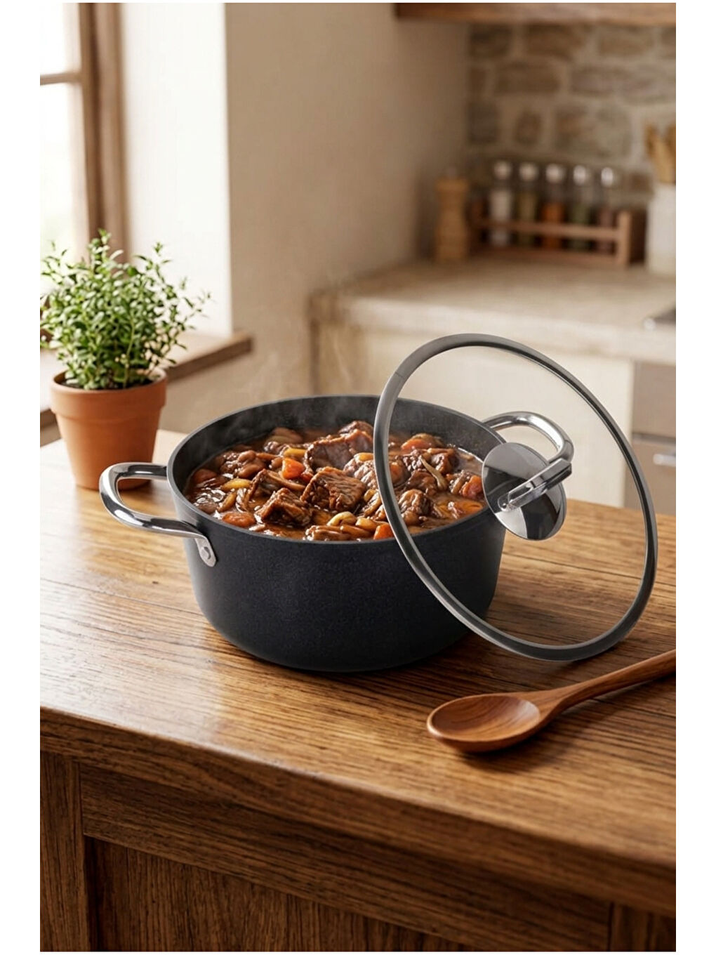 Prime Stone Derin Tencere Siyah 24cm