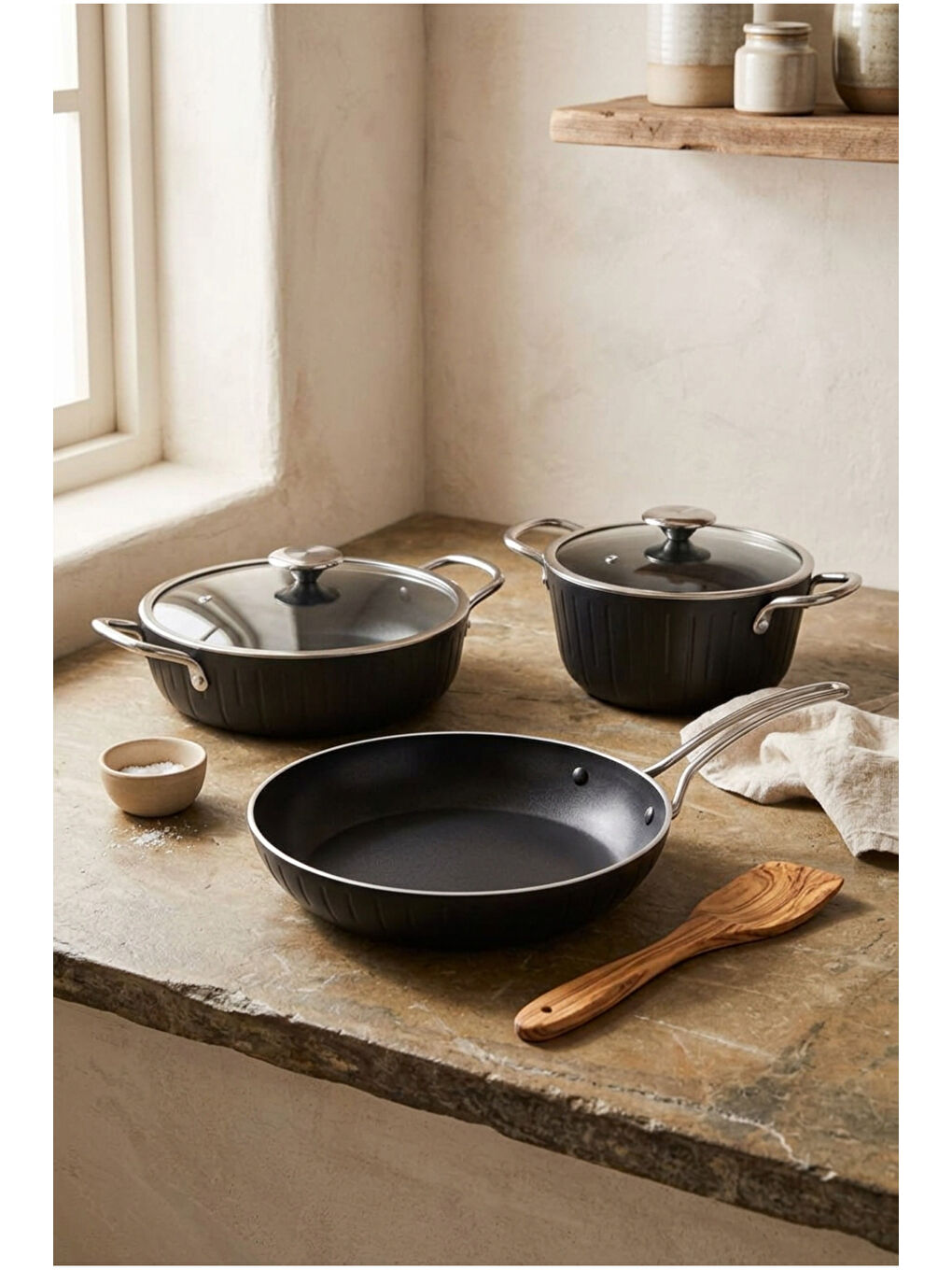 Siyah Impera 5 Parça Tencere Seti-3
