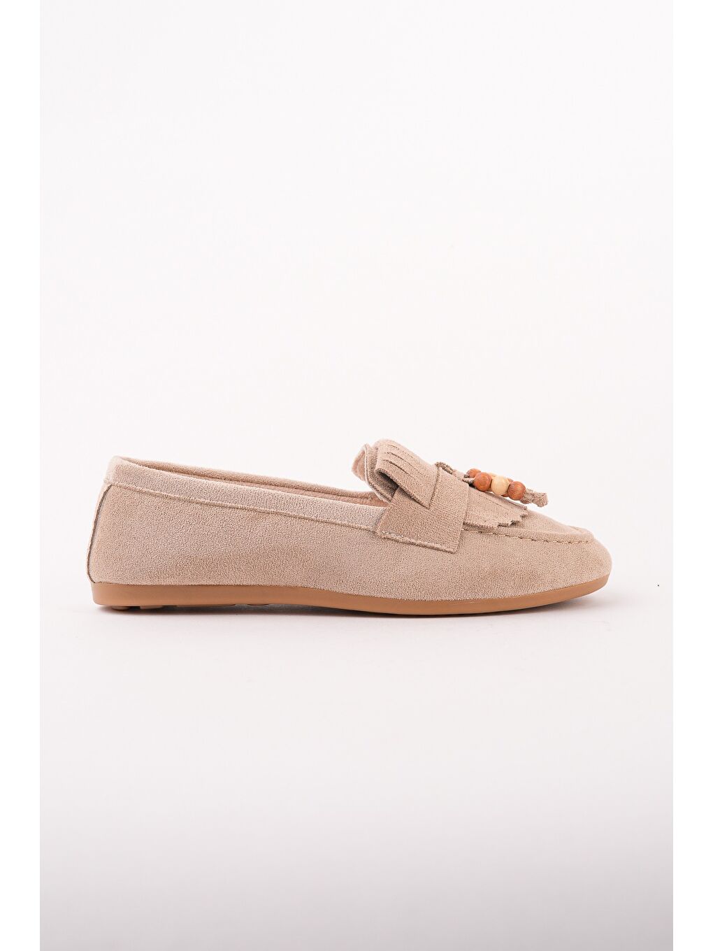 Bej FAWN Renkli Boncuk Detaylı Kadın Günlük Loafer Ayakkabı-2