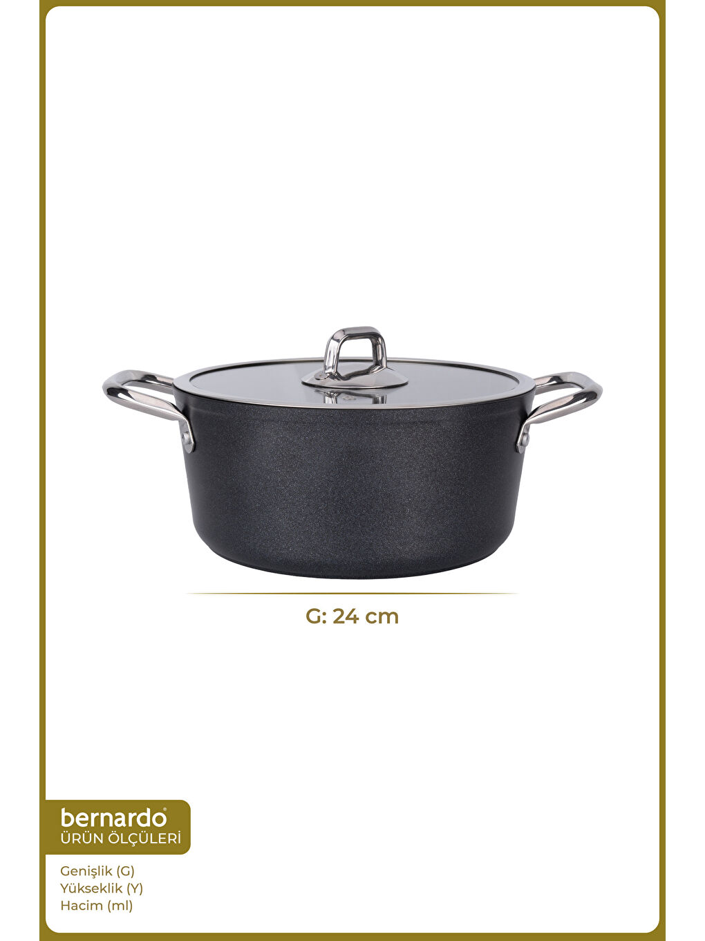 Prime Stone Derin Tencere Siyah 24cm-1