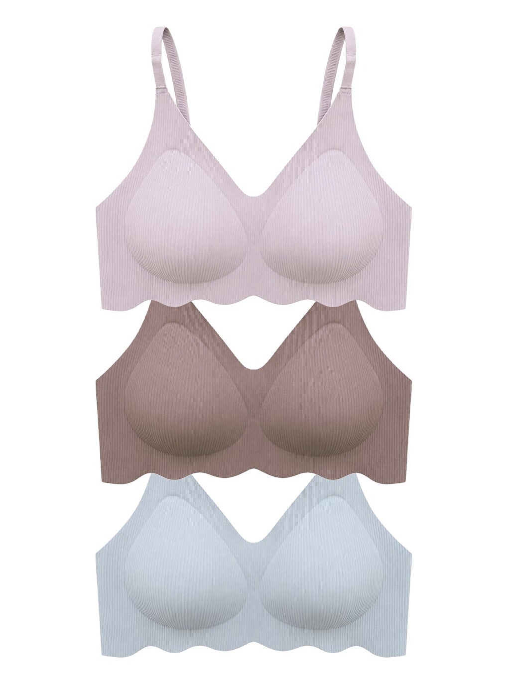 Kahverengi Seamless Bra - Elara | Lazer Kesim Balensiz İnce Fitil Dokulu Dikişsiz Kadın Sütyen 3'Lü Paket