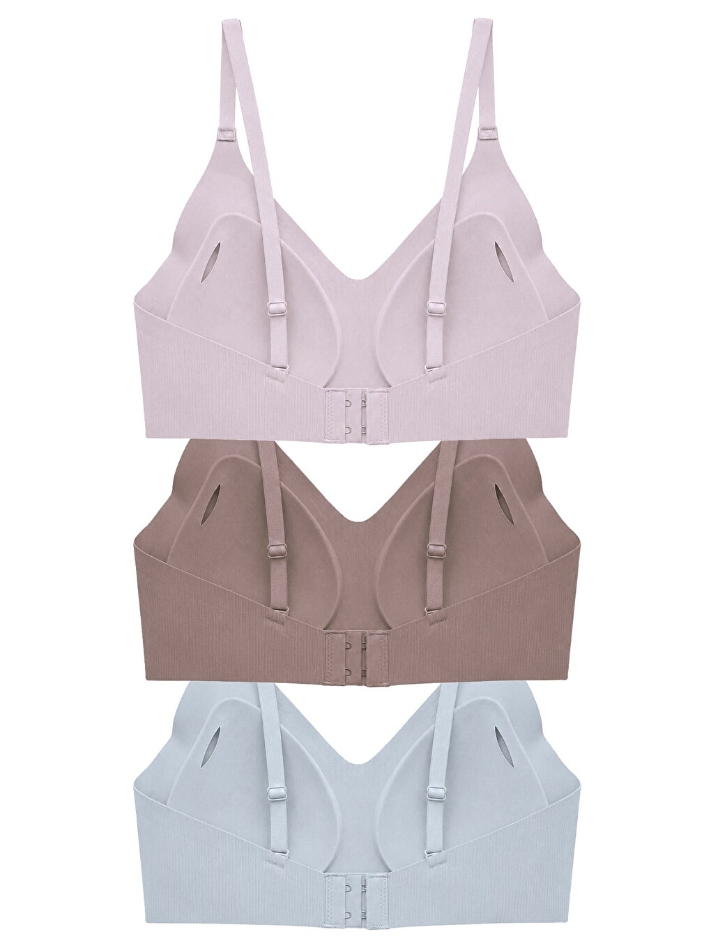 Kahverengi Seamless Bra - Elara | Lazer Kesim Balensiz İnce Fitil Dokulu Dikişsiz Kadın Sütyen 3'Lü Paket-1