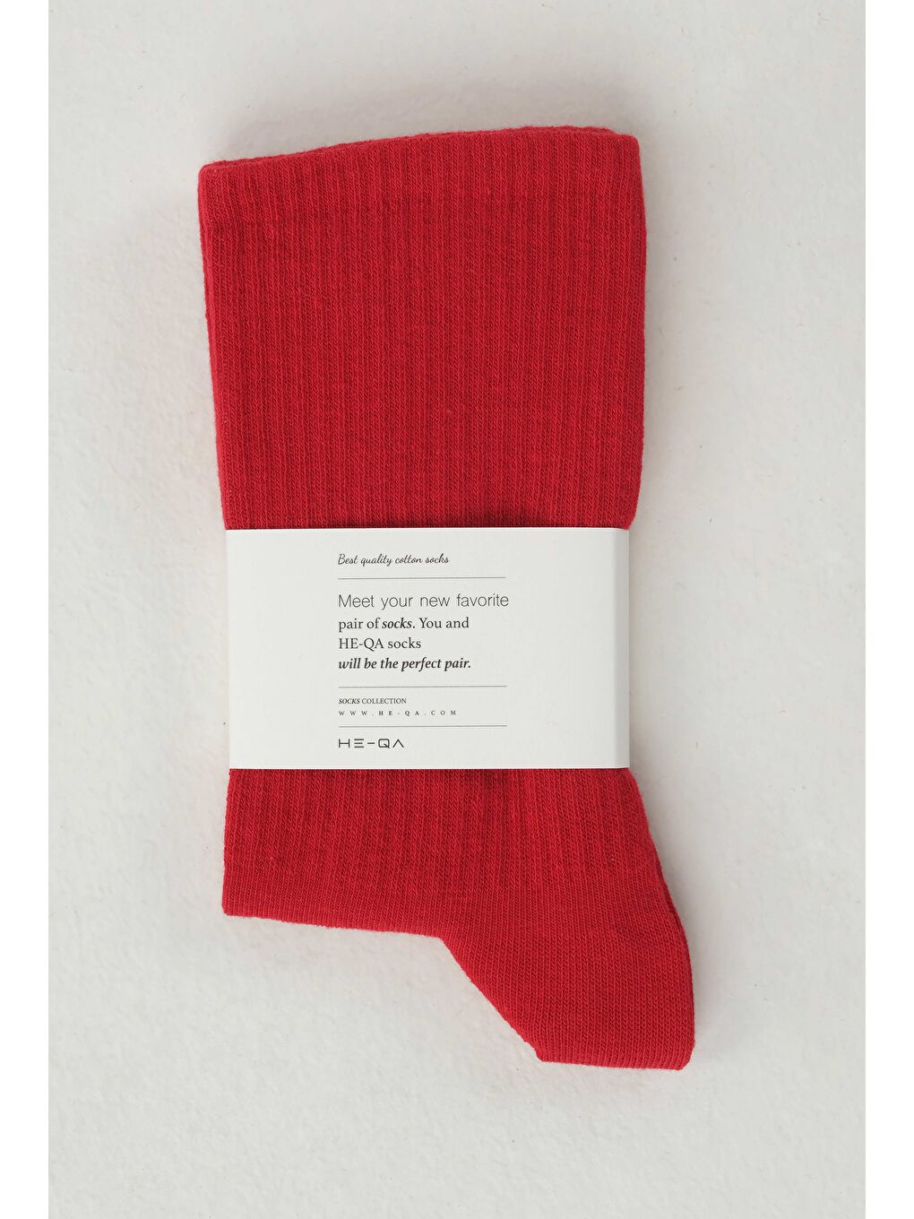 Düz Lastik Örgü Soket Çorap Kırmızı-1