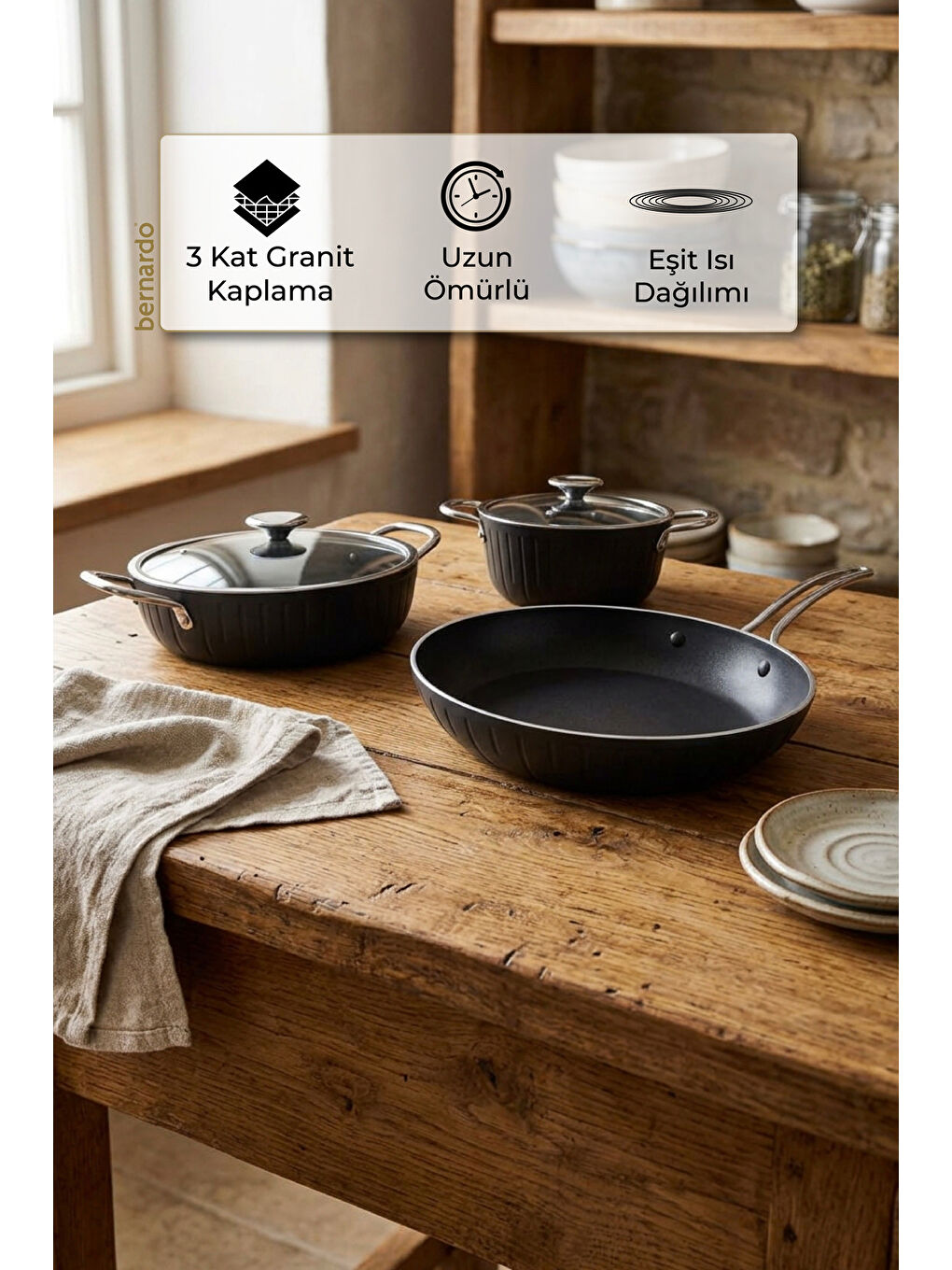 Siyah Impera 5 Parça Tencere Seti-5