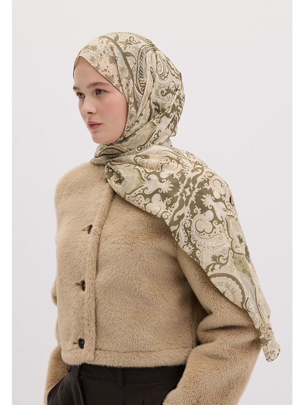 Etnıc Paısley Desen Şal Bej