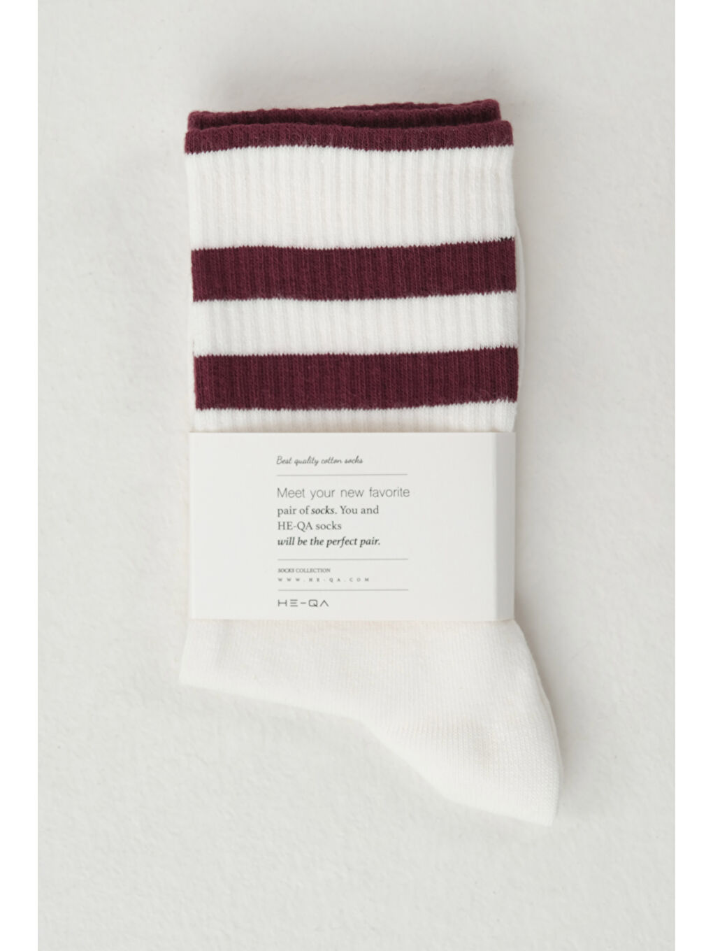 Lastik Örgülü Soket Çorap Beyaz-Bordo-3