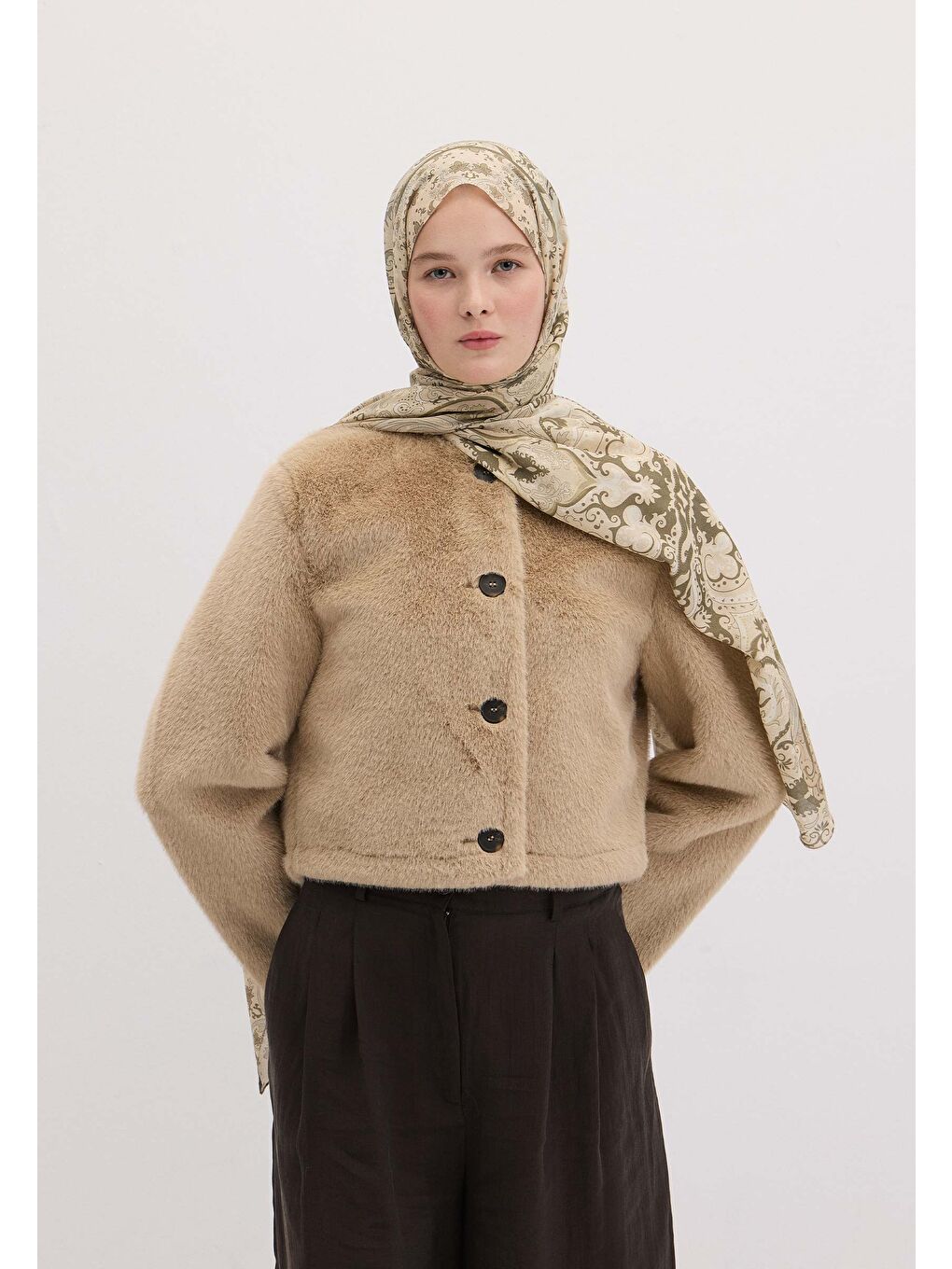 Etnıc Paısley Desen Şal Bej-1