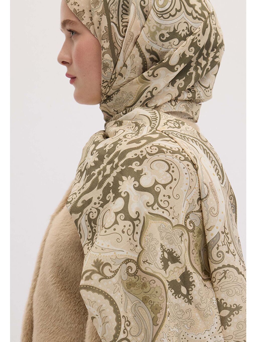 Etnıc Paısley Desen Şal Bej-2