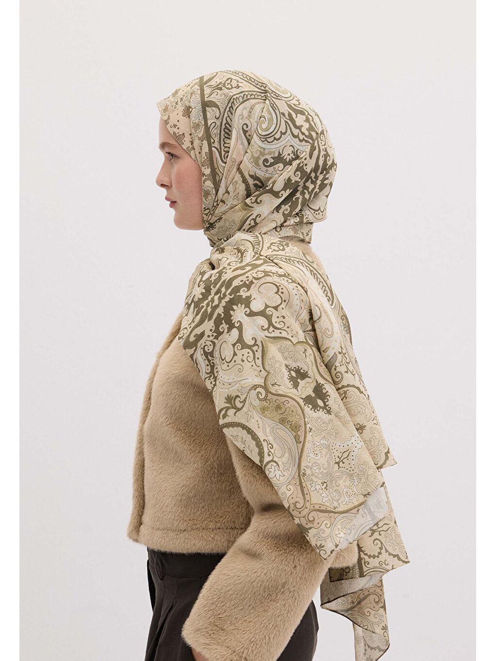 Etnıc Paısley Desen Şal Bej-3