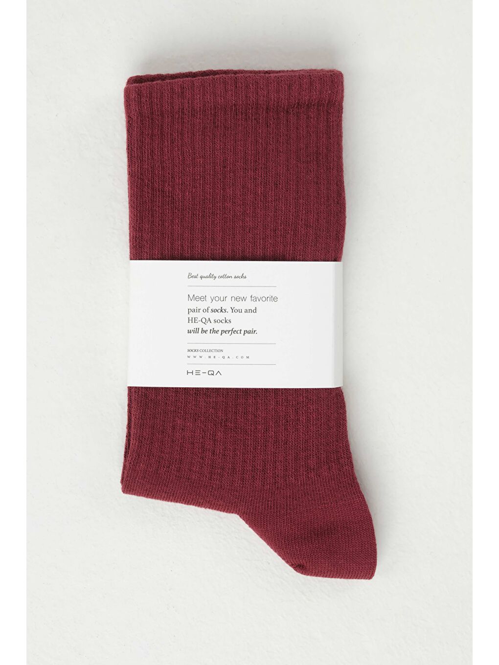 Düz Lastik Örgü Soket Çorap Bordo-1