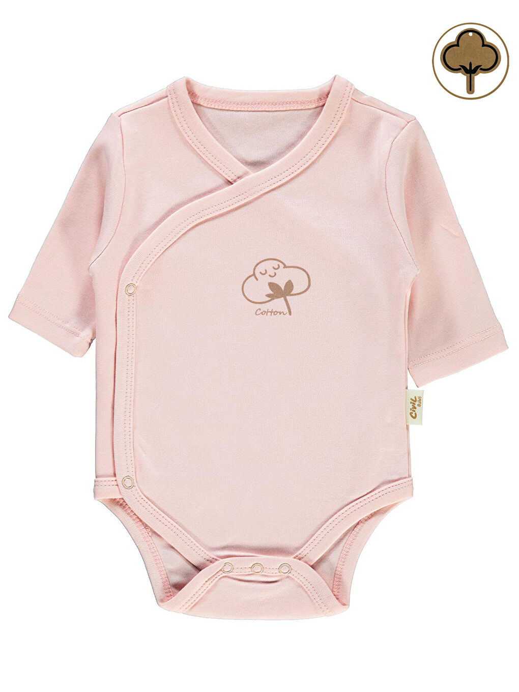 Civil Baby Bebek Organik Çıtçıtlı Badi 0-6 Ay Pembe