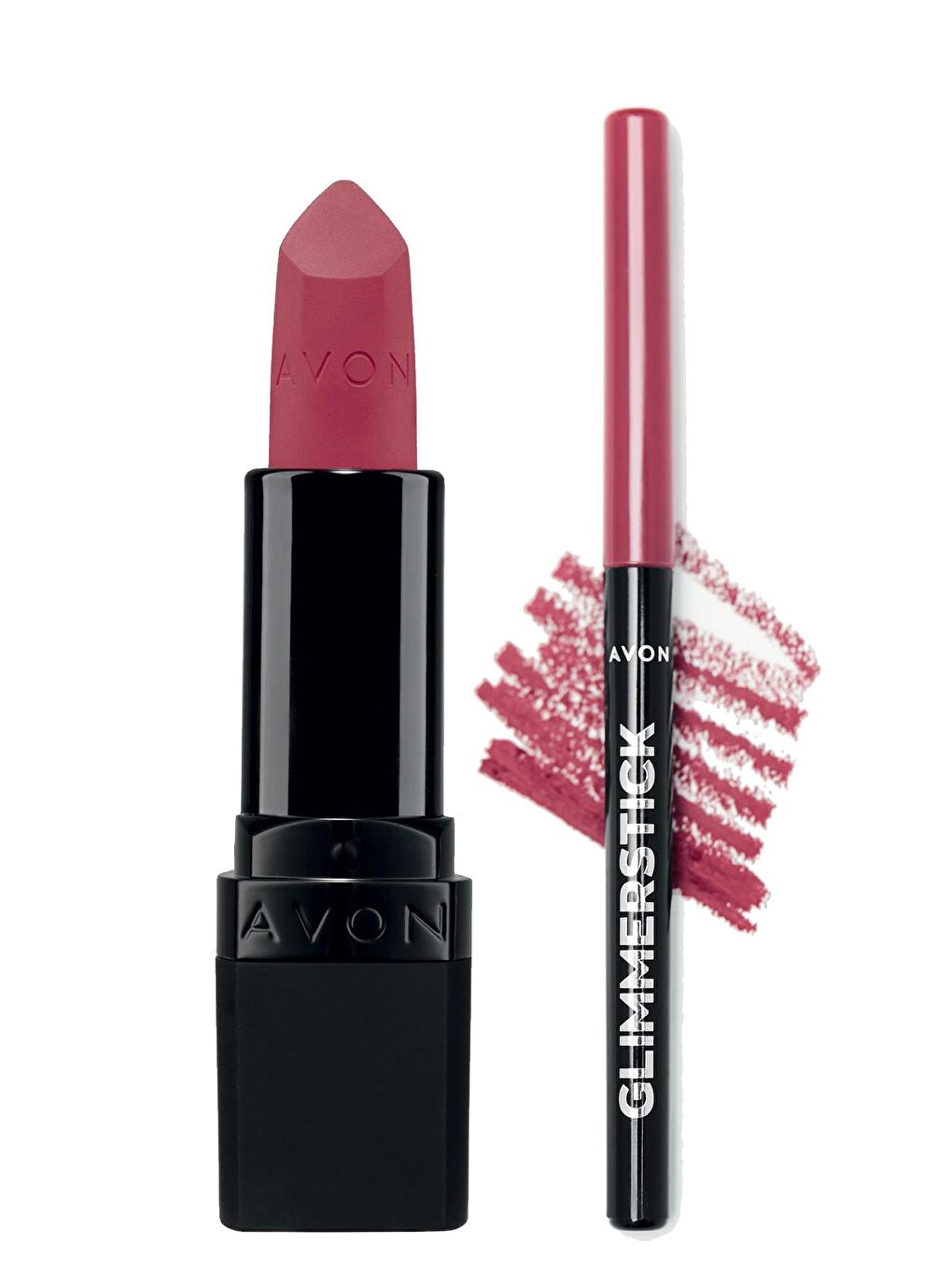 AVON Ultra Mat Ruj Mauve Matters ve Glimmerstick Dudak Kalemi Pink Bouquet Paketi