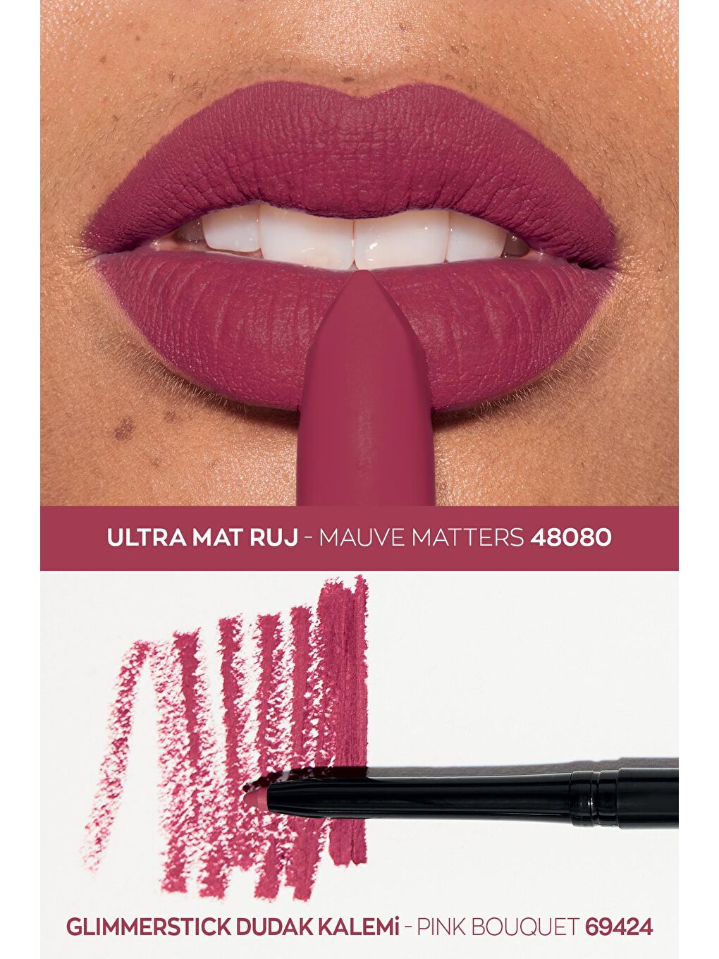 AVON Ultra Mat Ruj Mauve Matters ve Glimmerstick Dudak Kalemi Pink Bouquet Paketi - 1