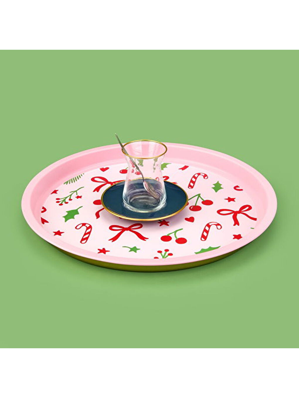 Karışık Kurdele Metal Tepsi - Renkli-1