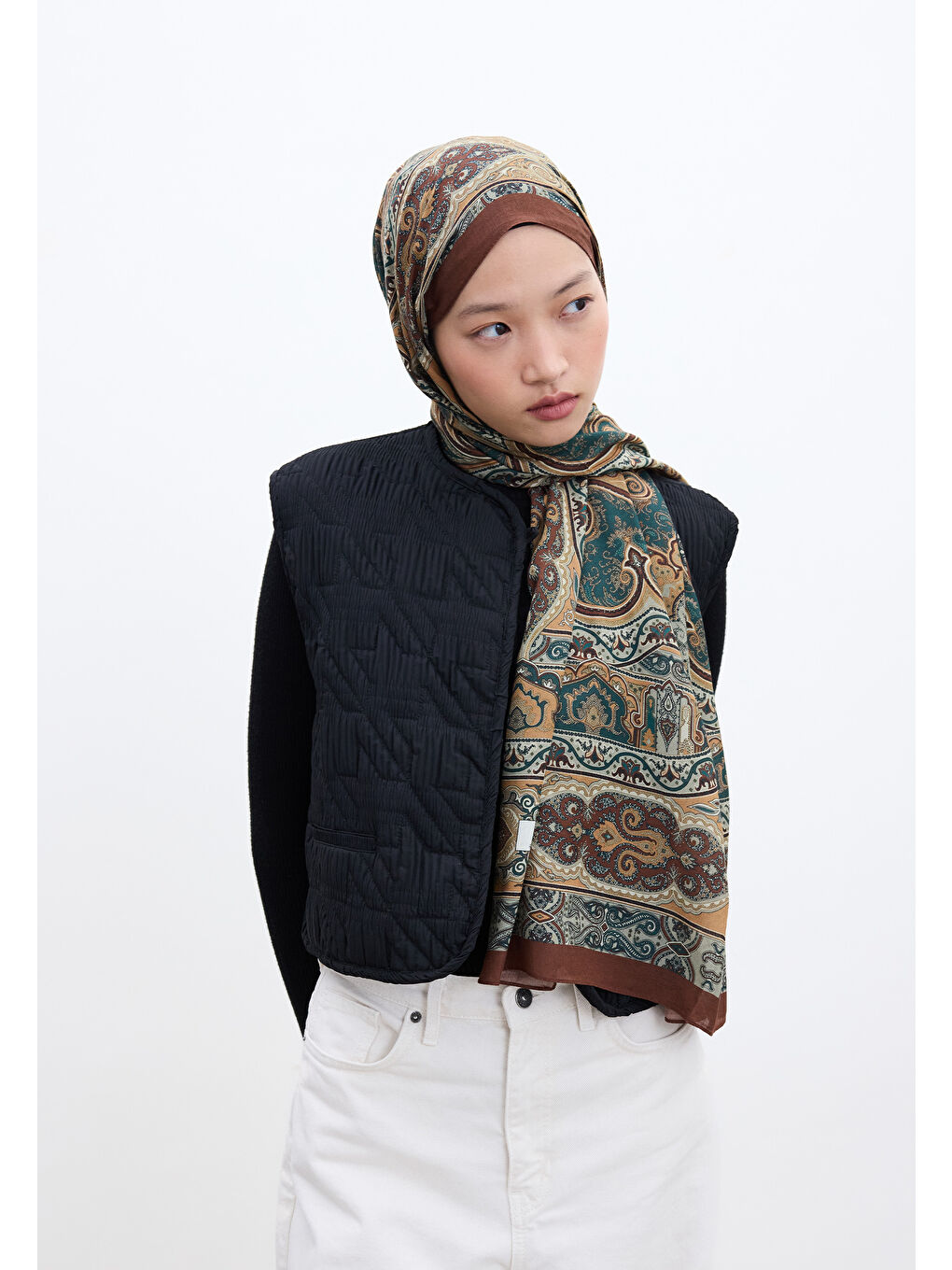 Kahverengi Vera Desen Şal Koyu Kahve