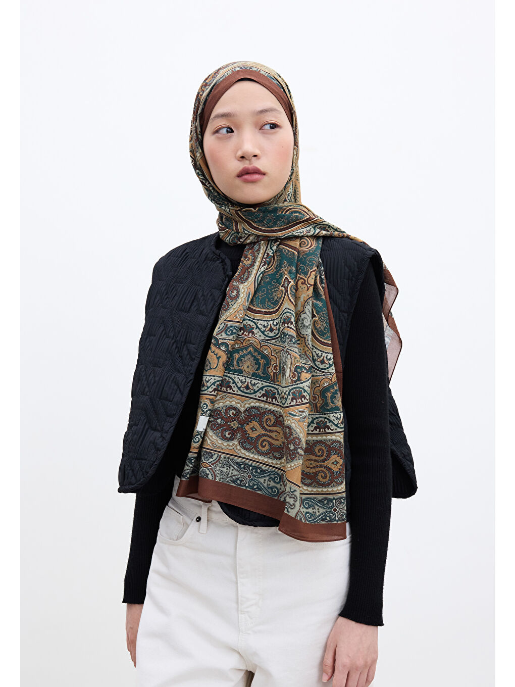 Kahverengi Vera Desen Şal Koyu Kahve-1