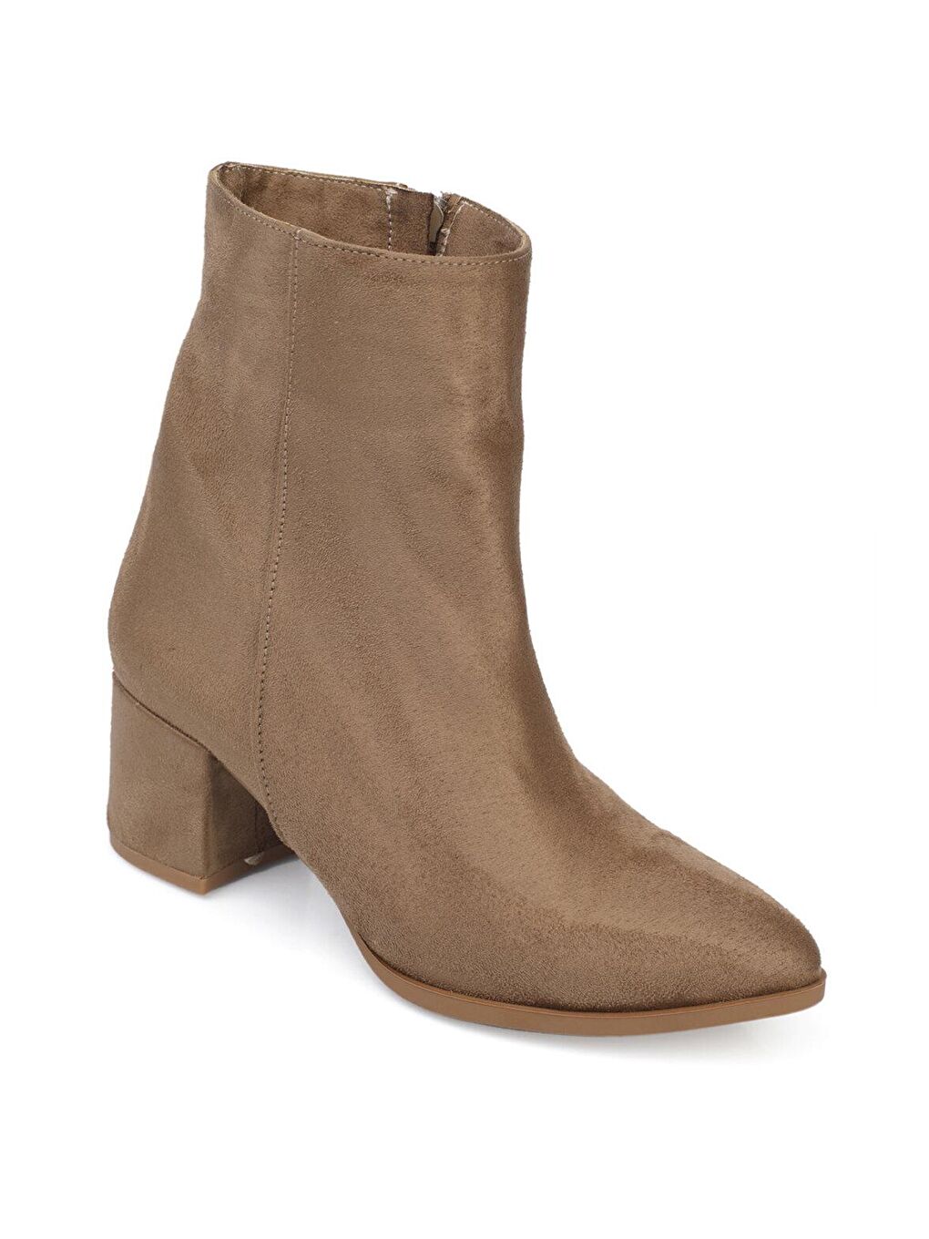 Bej Bilek Boy Sivri Burunlu Yandan Fermuarlı Kadın Bot-2