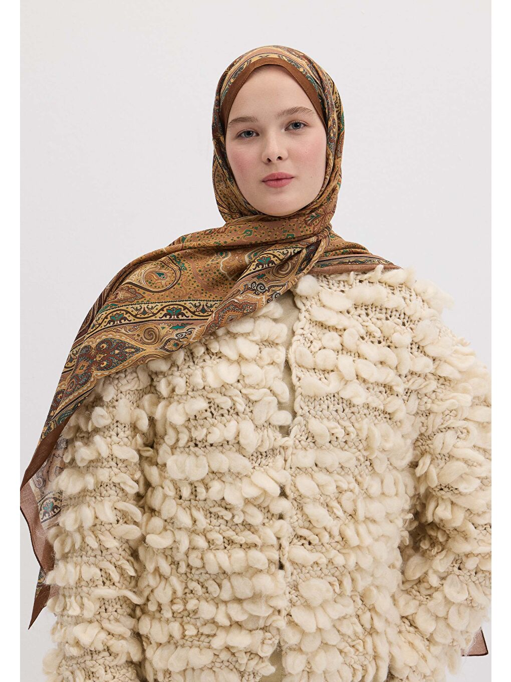 Turuncu Vera Desen Şal Bakır