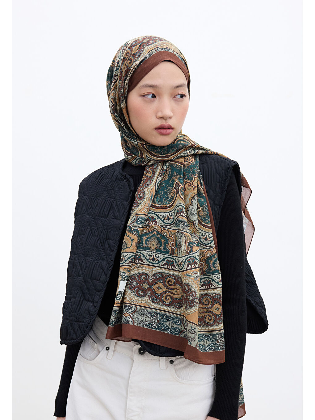 Kahverengi Vera Desen Şal Koyu Kahve-2