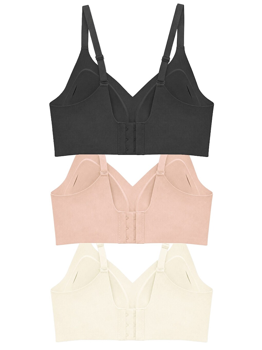 Siyah Seamless Bra - Alure | Lazer Kesim Balensiz Perfore Detaylı Dikişsiz Kadın Sütyen 3'Lü Paket-2-1