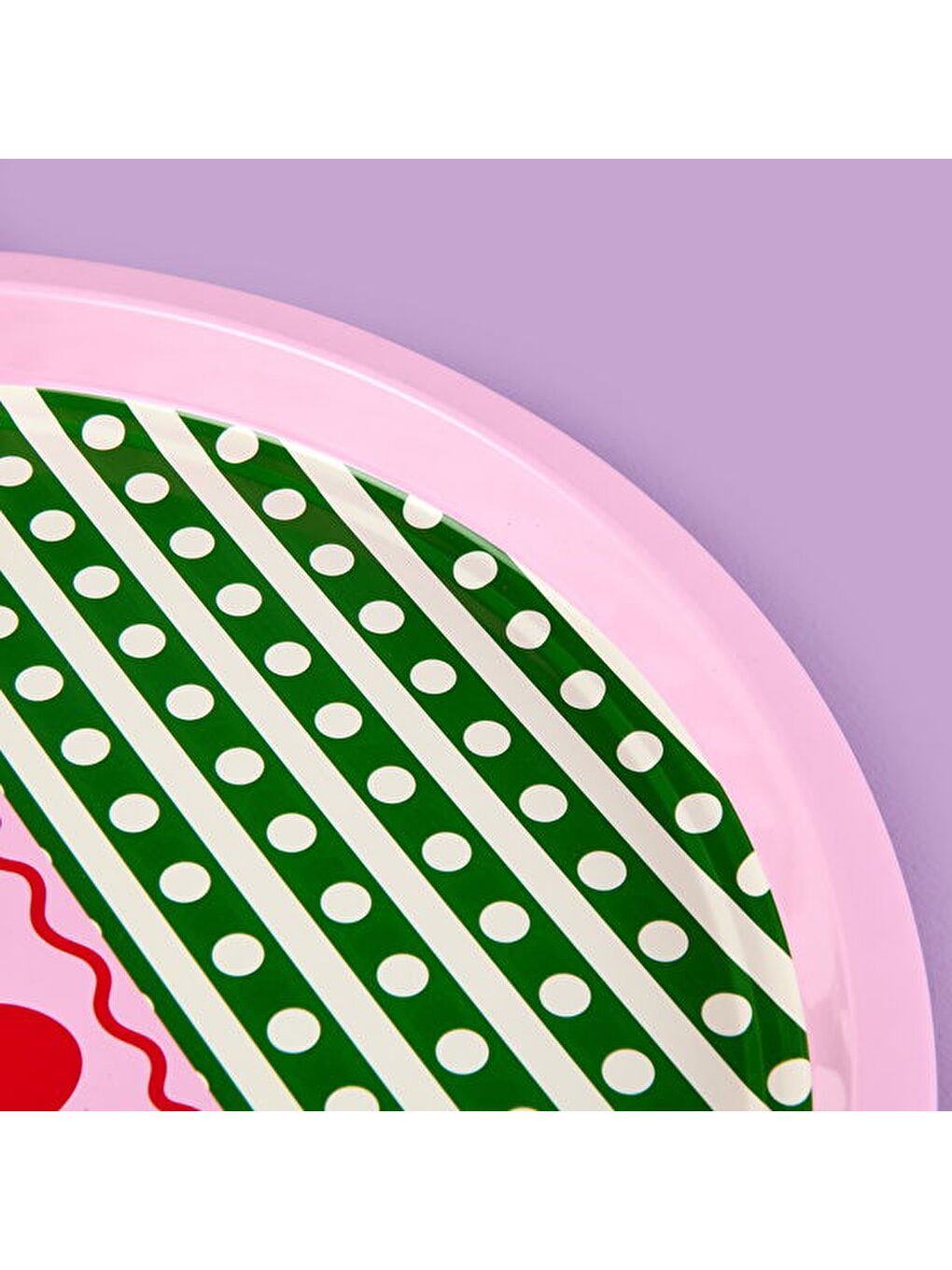 Karışık Cherry Desenli Yuvarlak Tepsi - Renkli - 35x35 cm-2