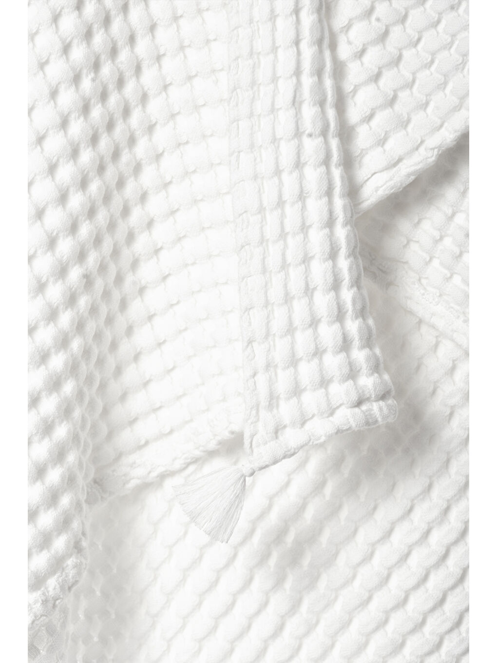 Beyaz- Tek Kişilik Kalın Waffle Pike Örtü - 160x220cm-2