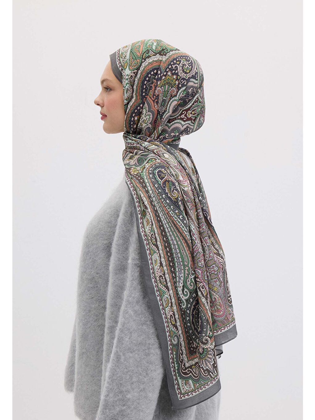 Mor Etnıc Floral Desen Şal Menekşe-4