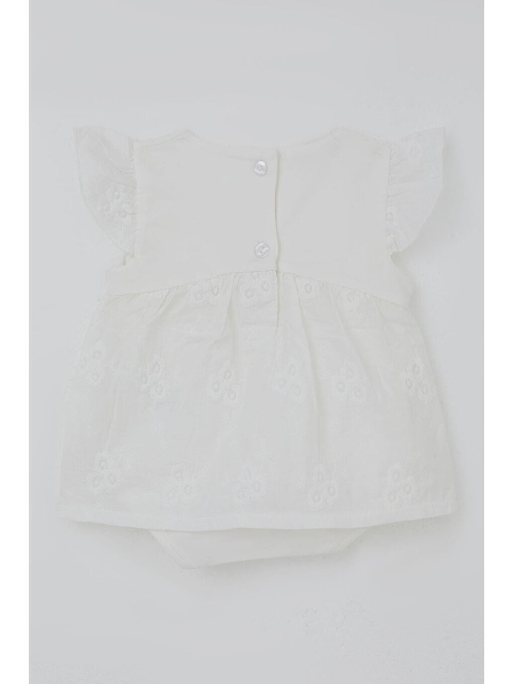 Kız Bebek Zıbın Elbise Çiçek Nakışlı Ekru (6 Ay-2 Yaş)-2