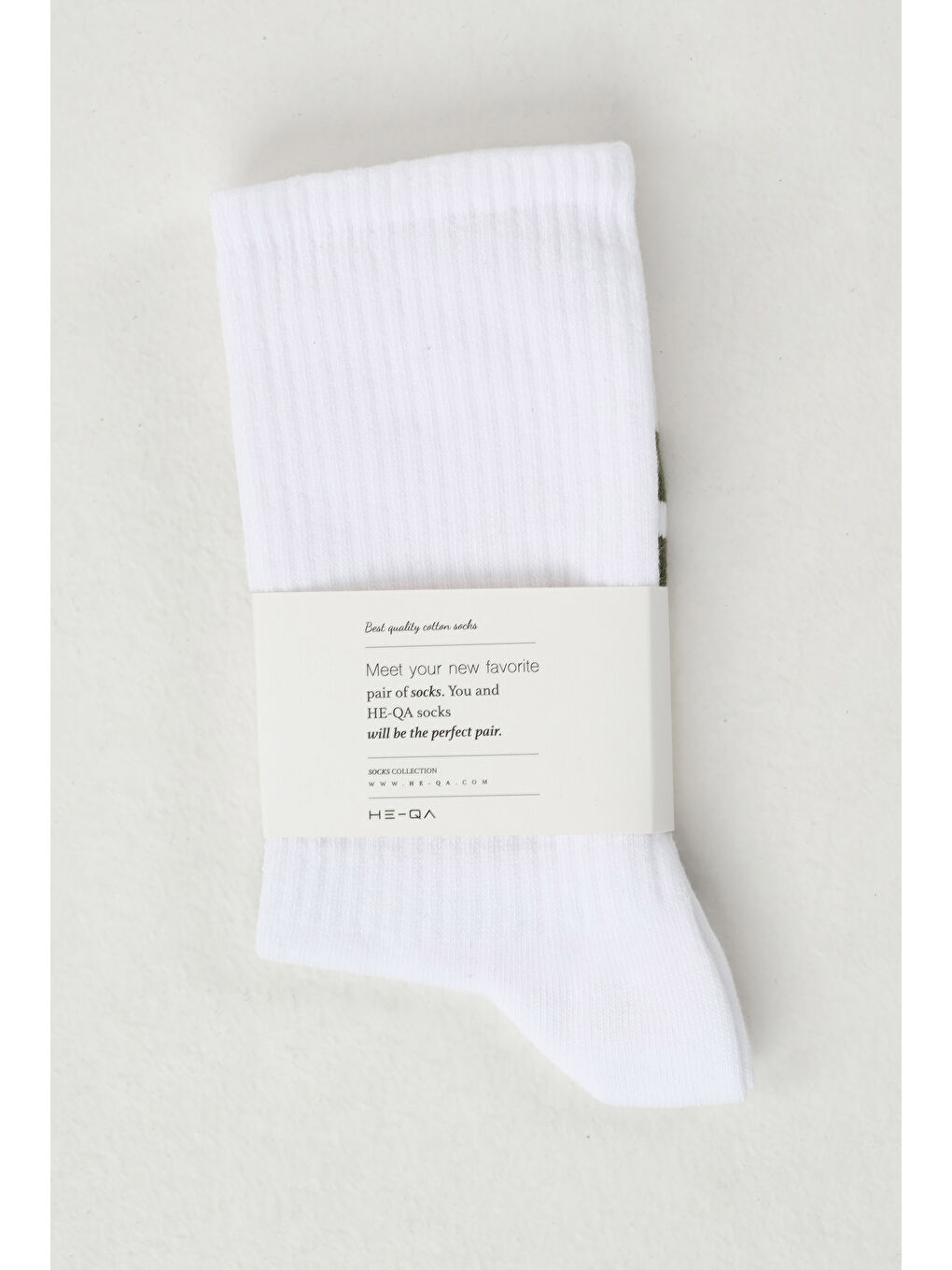 Beş Çizgili Soket Çorap Beyaz-Haki-2