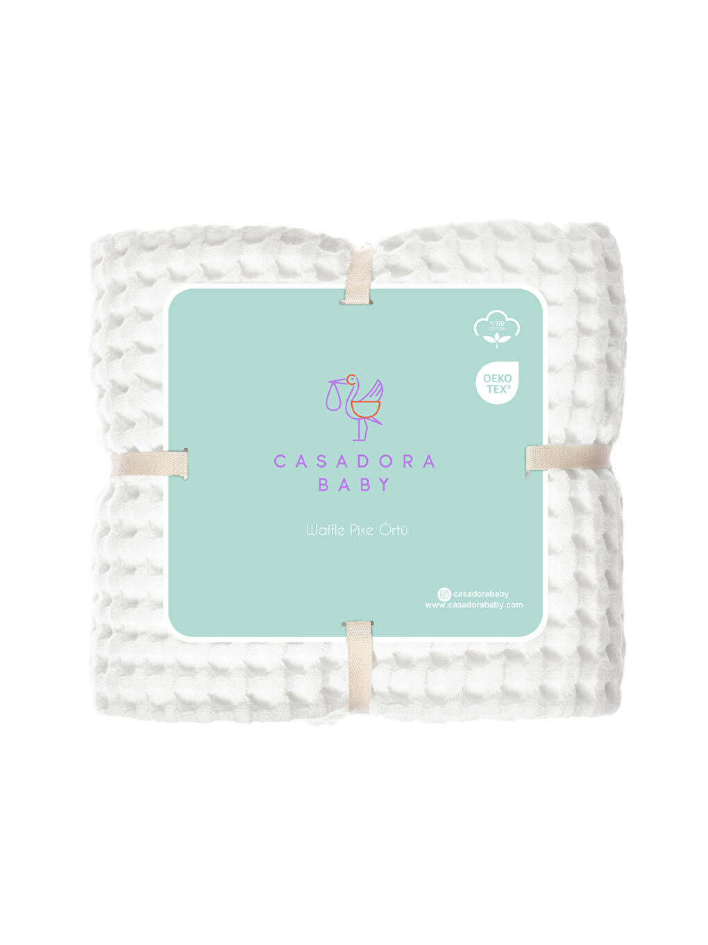 Beyaz- Tek Kişilik Kalın Waffle Pike Örtü - 160x220cm-4