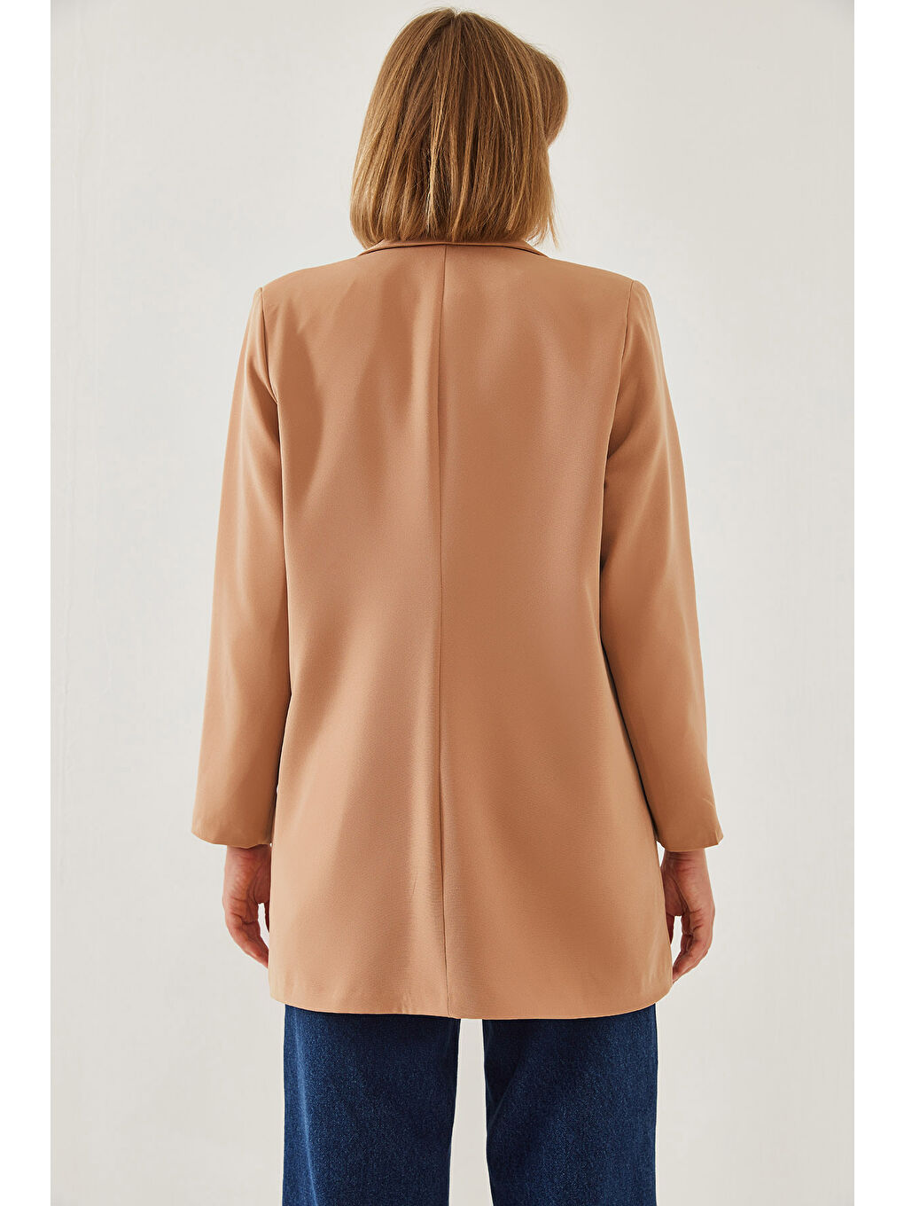 Bej Kadın Kruvaze Blazer Ceket MBMS-3