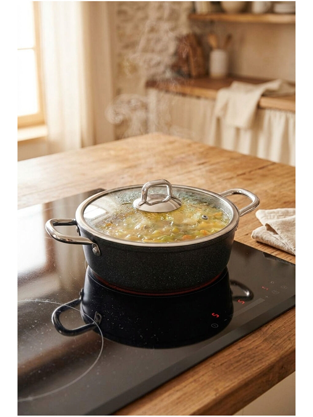 Prime Stone Basık Tencere Siyah 26cm-2