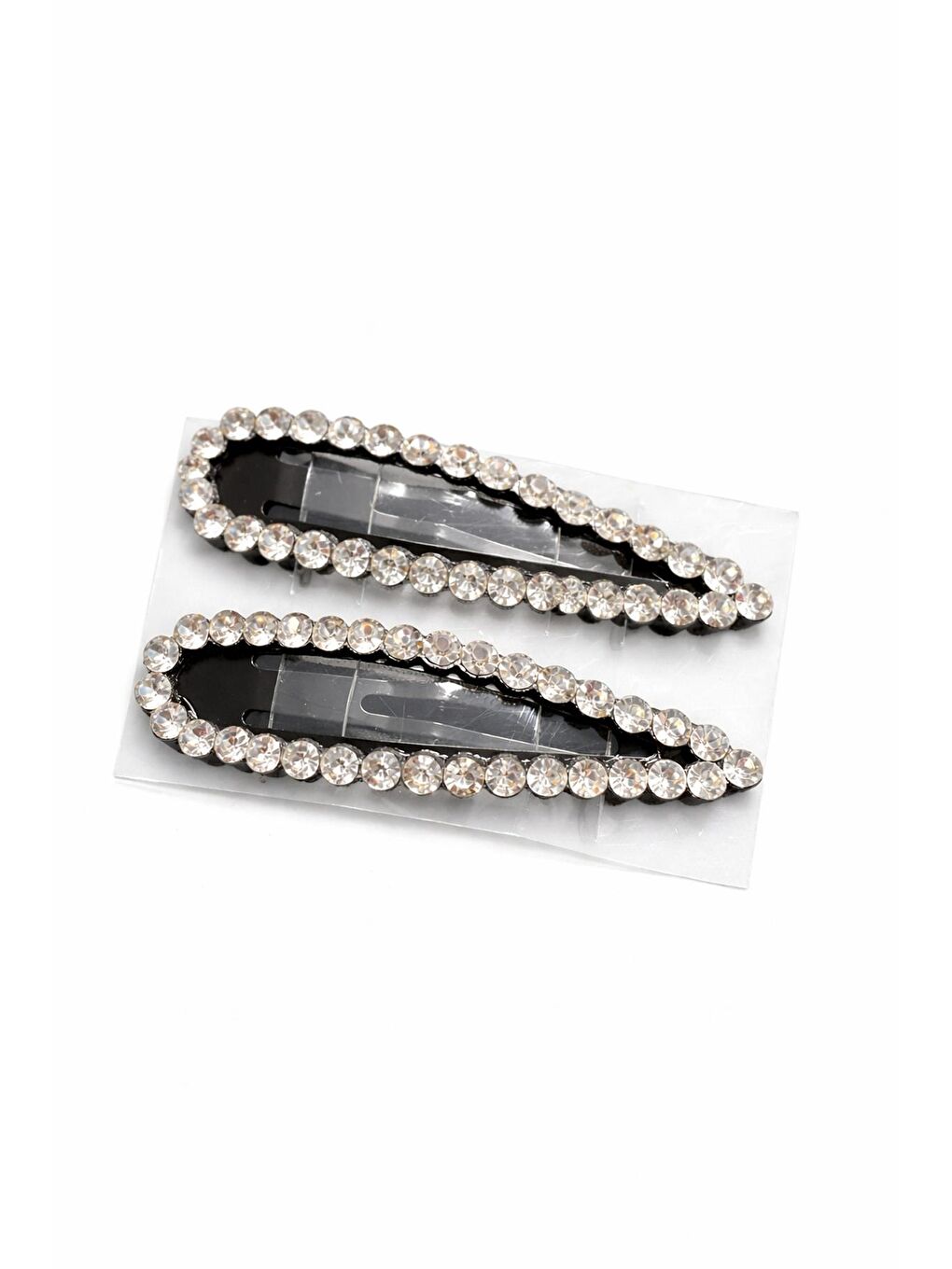 Siyah Parlak Büyük Taşlı Çıt Çıt Toka 2 li Set