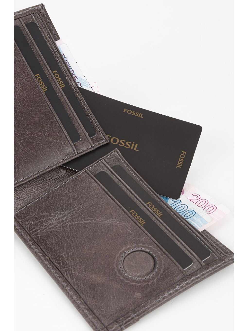 Gri Kutulu Hakiki Deri Kahve Crazy Yatay Erkek Cüzdan El Portföyü-4