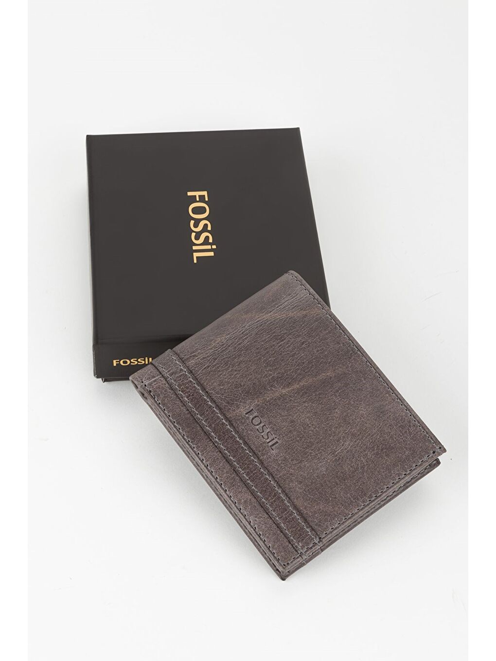 Gri Kutulu Hakiki Deri Kahve Crazy Yatay Erkek Cüzdan El Portföyü-5