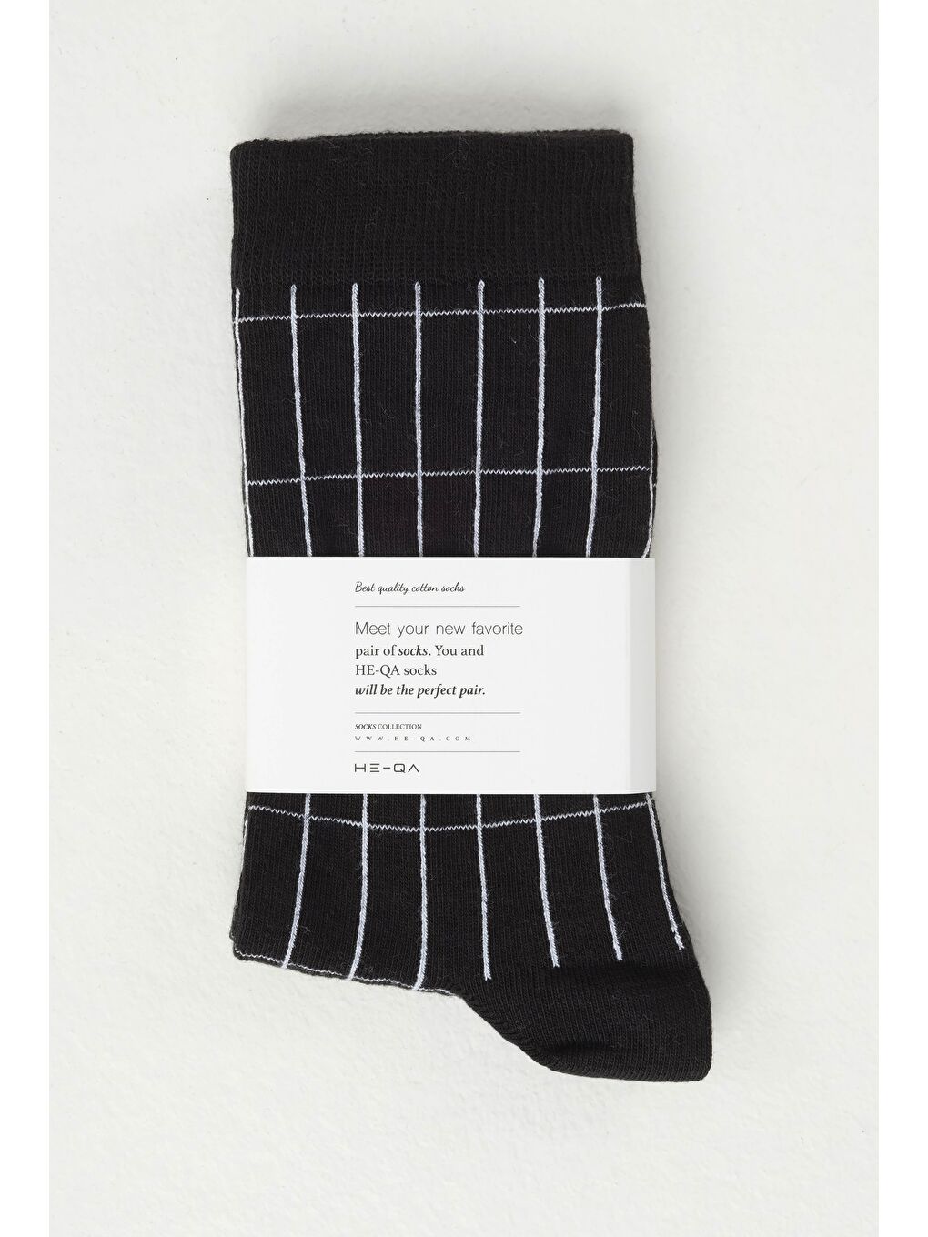 Grid Desen Soket Çorap Siyah-Beyaz-1