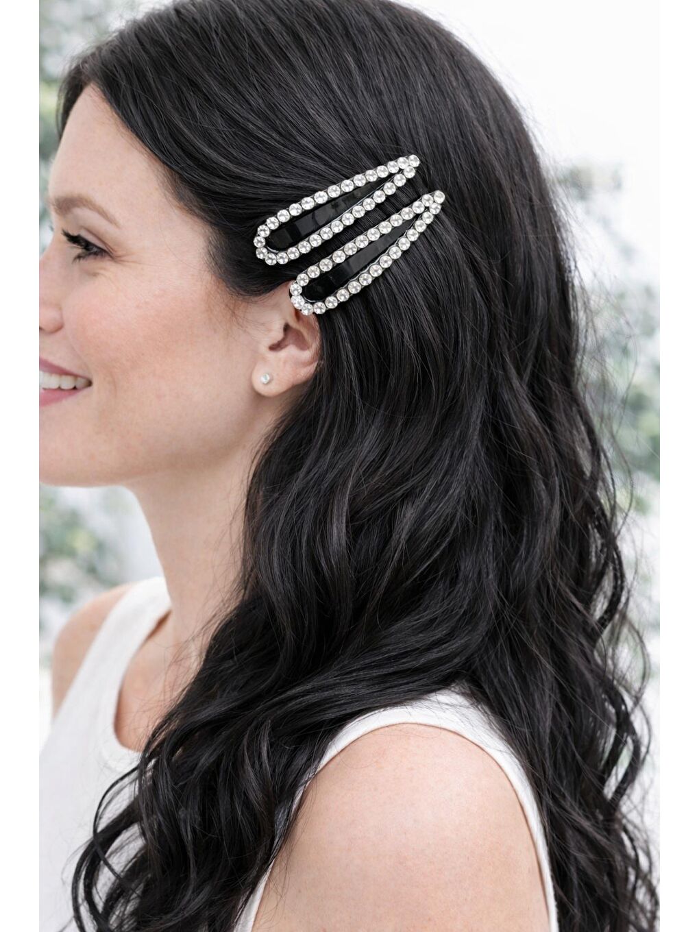 Siyah Parlak Büyük Taşlı Çıt Çıt Toka 2 li Set-1