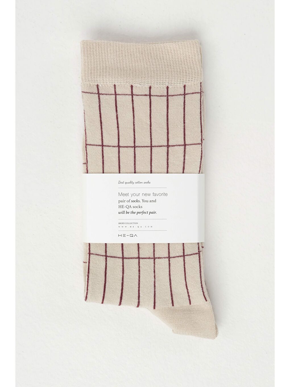 Grid Desen Soket Çorap Bej-Bordo-1